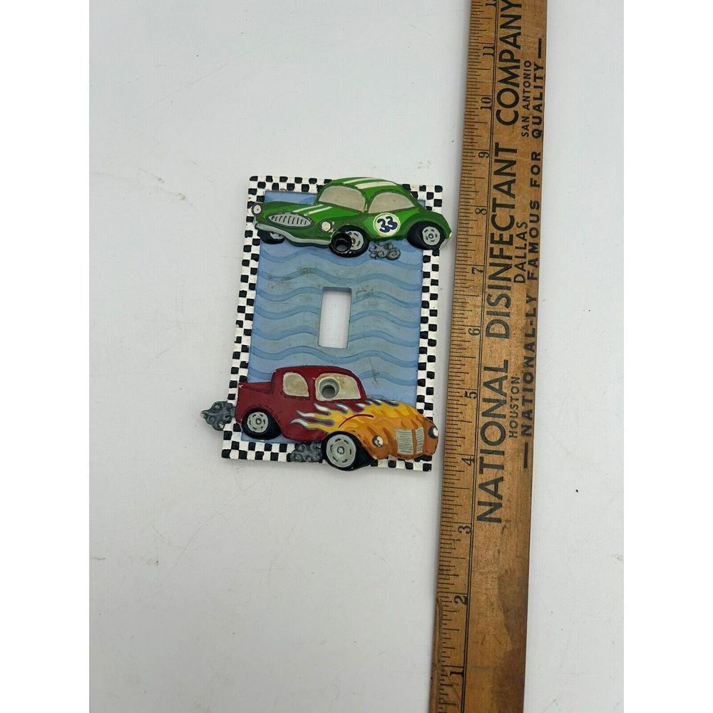 Ceramic Light‎ Switch Cover single  With Race Cars Childs Room